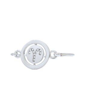 Carolee Aries Zodiac Sign Silver Tone Double Sided Charm Bangle Bracelet